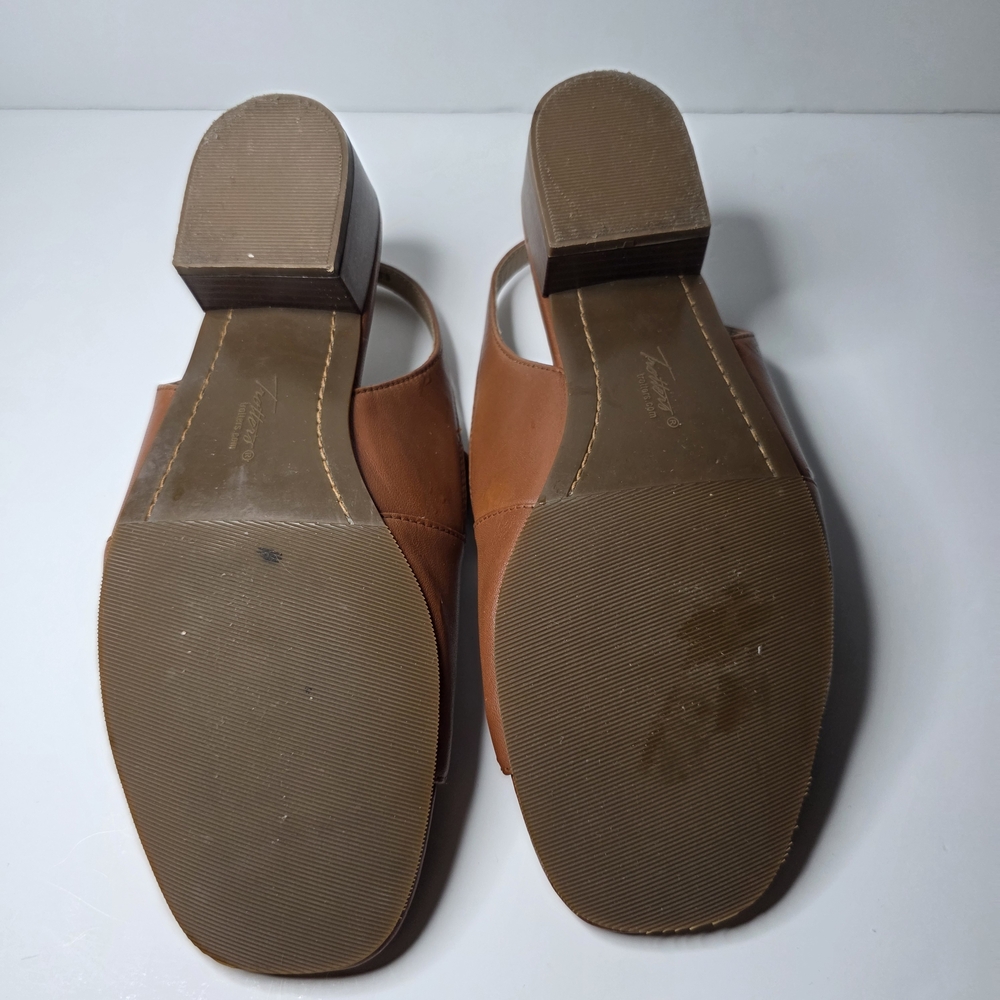 Trotters Nila Leather Slingback Heels – Size 6.5 Medium Luggage Color - Picture 7 of 11